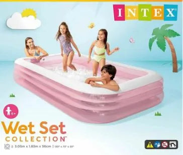 INTEX Inflatable 120X72X22 Pink Rectangular Pool – 10 Foot × 6 Foot × 1 Foot 10 Inch