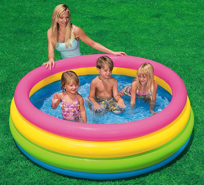 INTEX Inflatable 58X13 Sunset Glow Pool – 4 Foot 10 Inch Wide × 1 Foot 1 Inch Deep