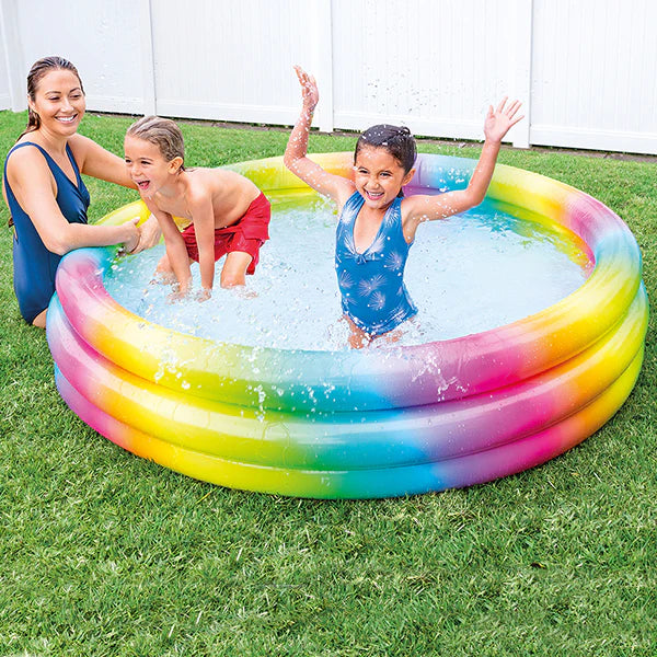 INTEX Inflatable 66X15 Rainbow Ombre Pool – 5 Foot 6 Inch Wide × 1 Foot 3 Inch Deep