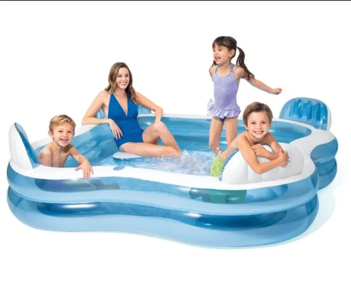INTEX Inflatable 90X90X26 Family Pool – 7 Foot 6 Inch × 7 Foot 6 Inch × 2 Foot 2 Inch
