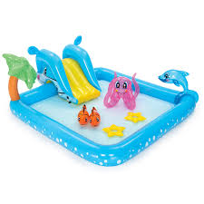 INTEX Inflatable Dino Adventure Slide Pool – 10 Foot × 7 Foot 4 Inch × 3 Foot 8 Inch