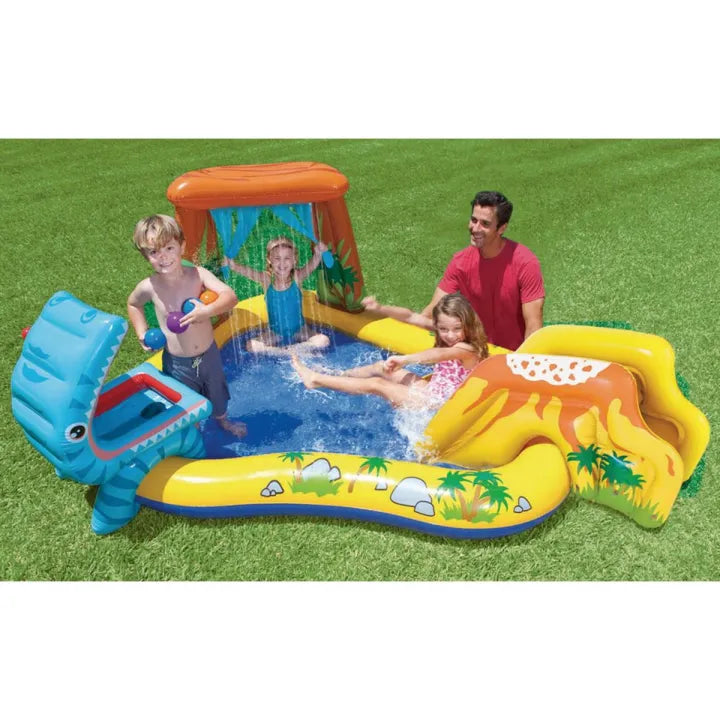 INTEX Inflatable Dino Park Play Center Pool – 9 Foot 11 Inch × 7 Foot 6 Inch × 3 Foot 8 Inch