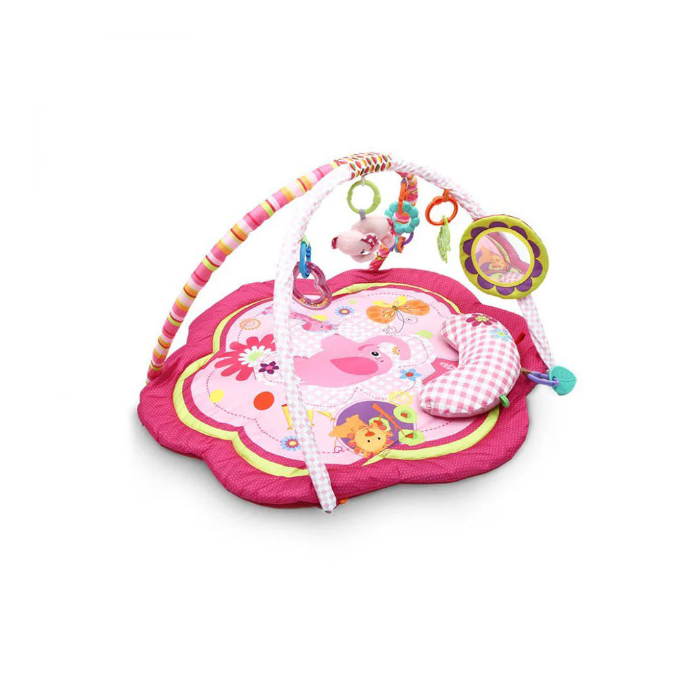 Pink Baby Play Mat – 4-in-1 with 5 Toys (0–12 Months)