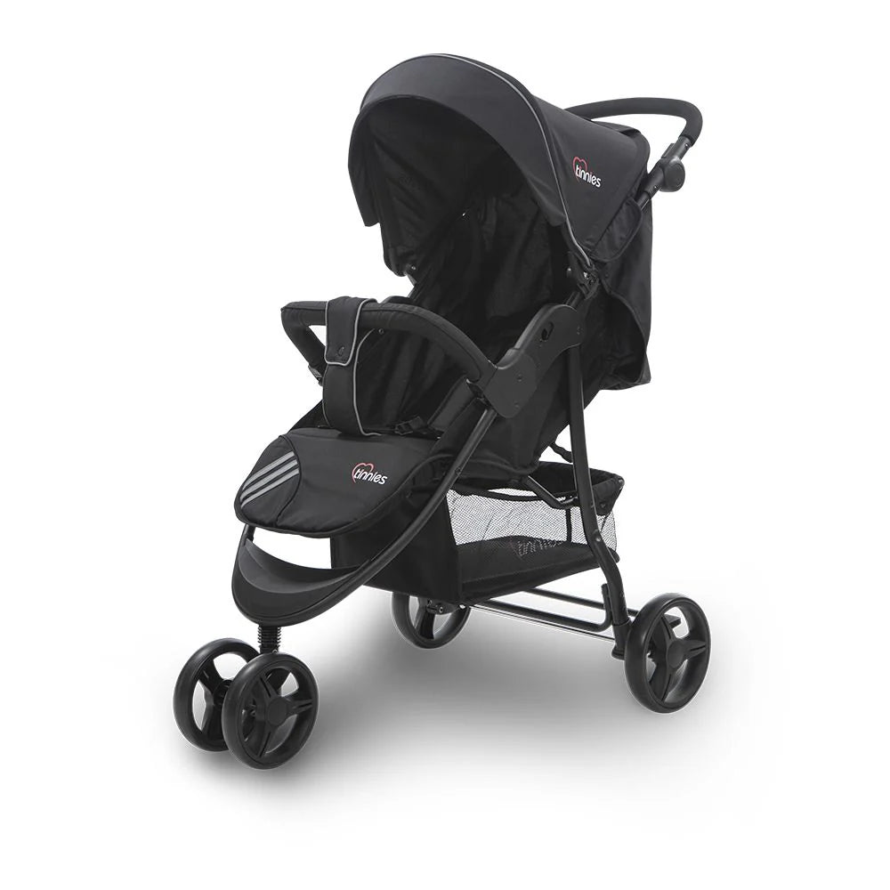 Baby Stroller 3 Wheeler Black – 5-Point Harness & Water Repellent Canopy