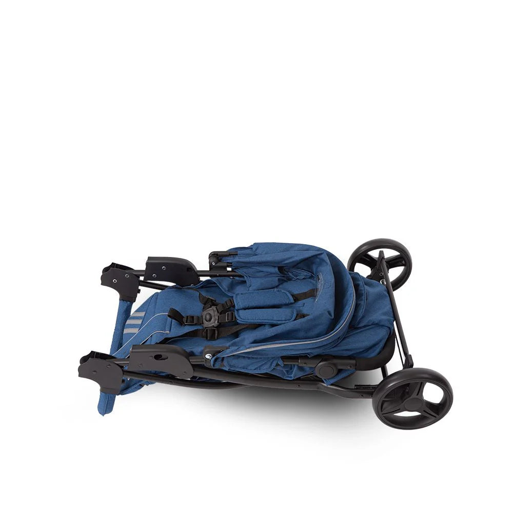 Baby Stroller 3 Wheeler Blue – Rubber wheels & Water Repellent Canopy