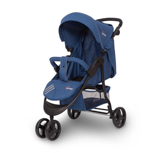 Baby Stroller 3 Wheeler Blue – Rubber wheels & Water Repellent Canopy