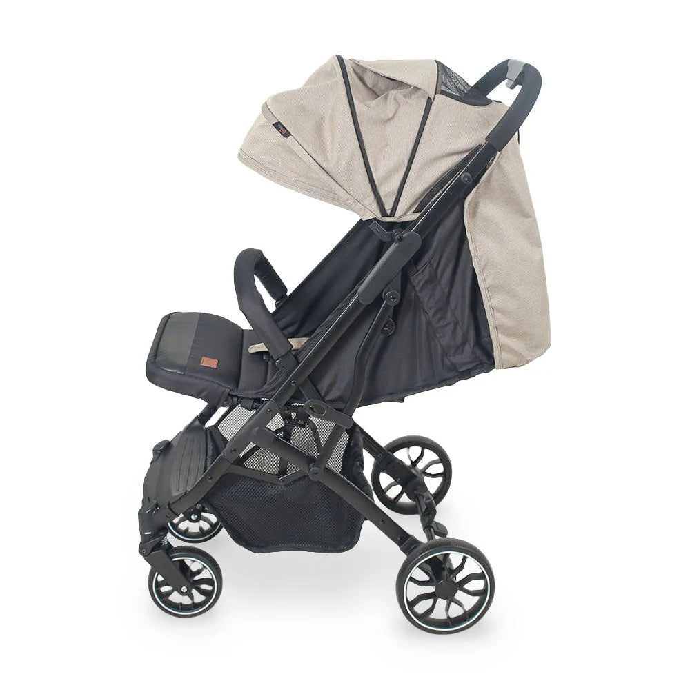 Baby Stroller Beige – Compact Fold & Revolving Wheels