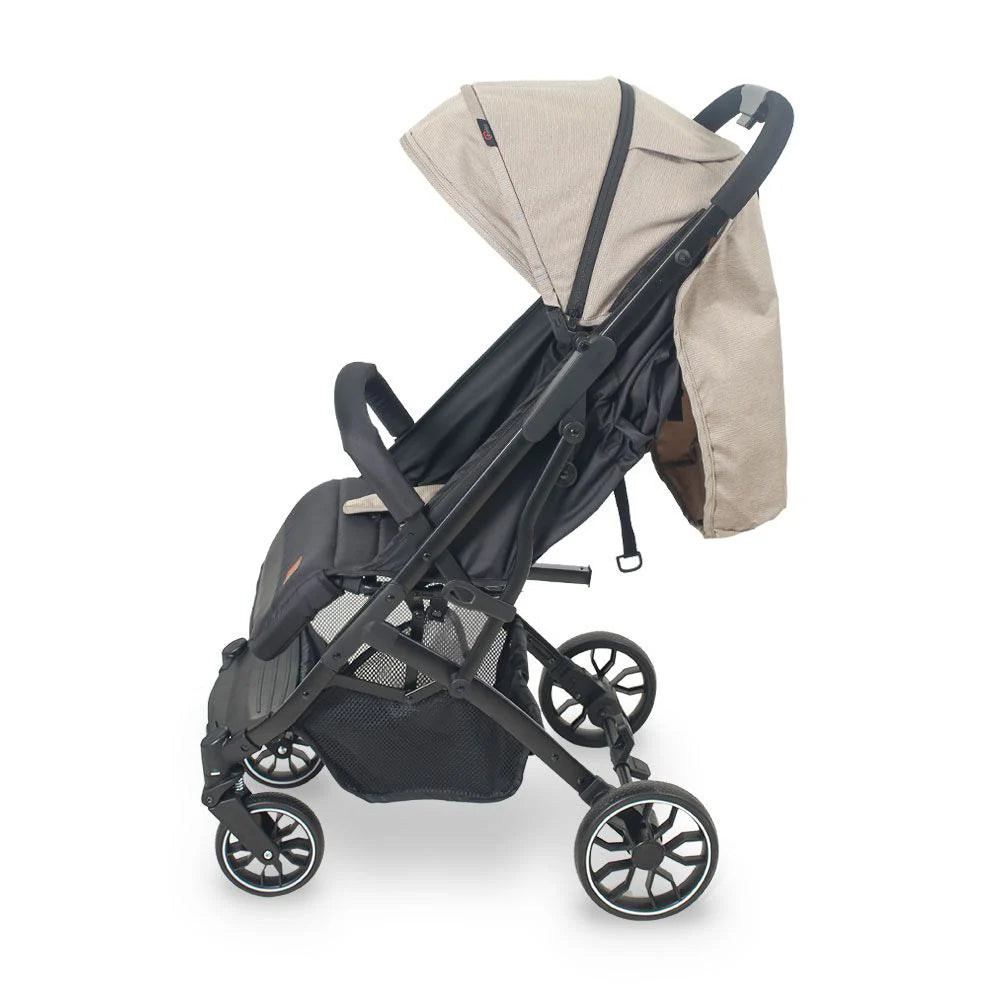 Baby Stroller Beige – Compact Fold & Revolving Wheels