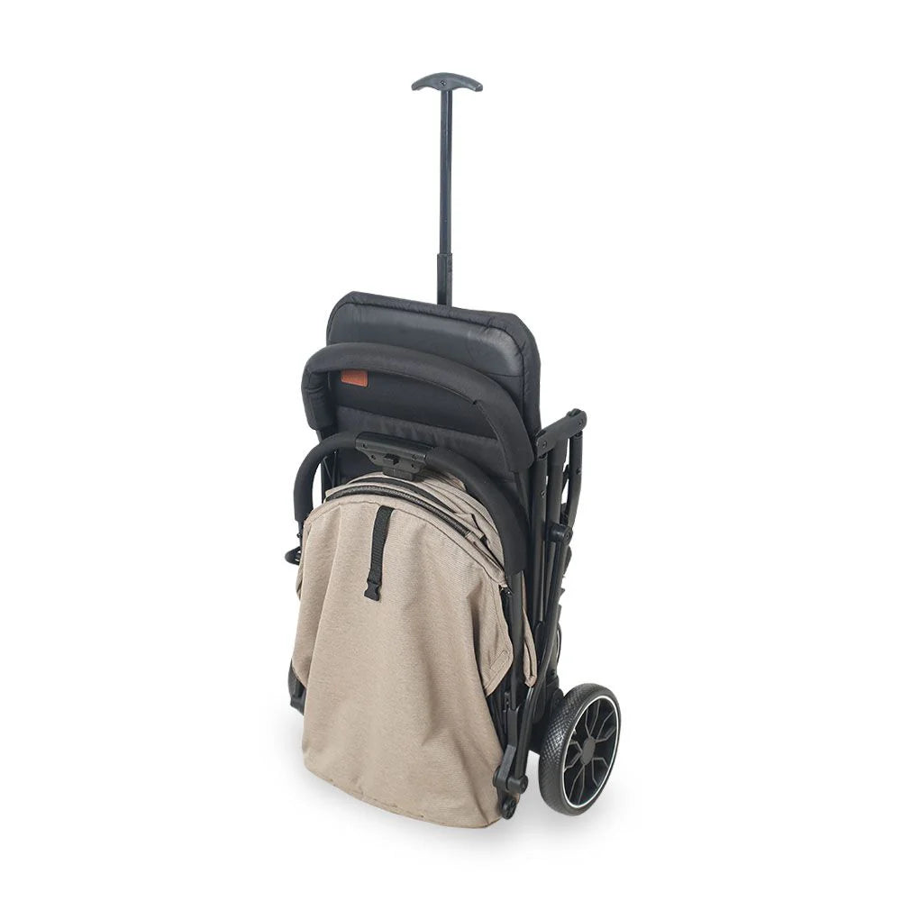 Baby Stroller Beige – Compact Fold & Revolving Wheels
