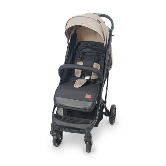 Baby Stroller Beige – Compact Fold & Revolving Wheels