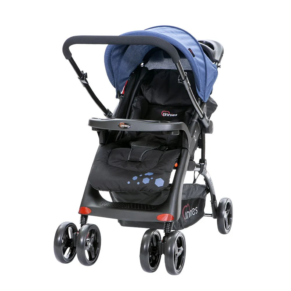 Baby Stroller Black – 3-Level Seat Adjustment & Cup Holders