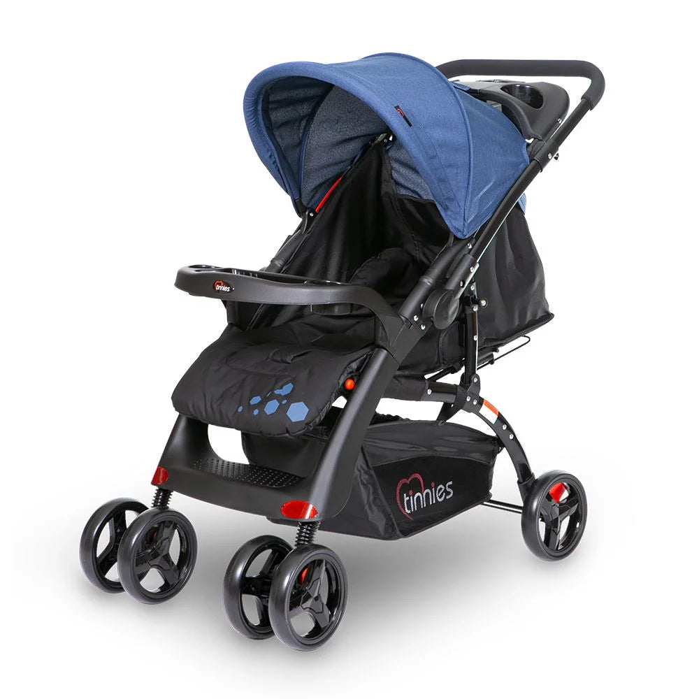 Baby Stroller Black – 3-Level Seat Adjustment & Cup Holders