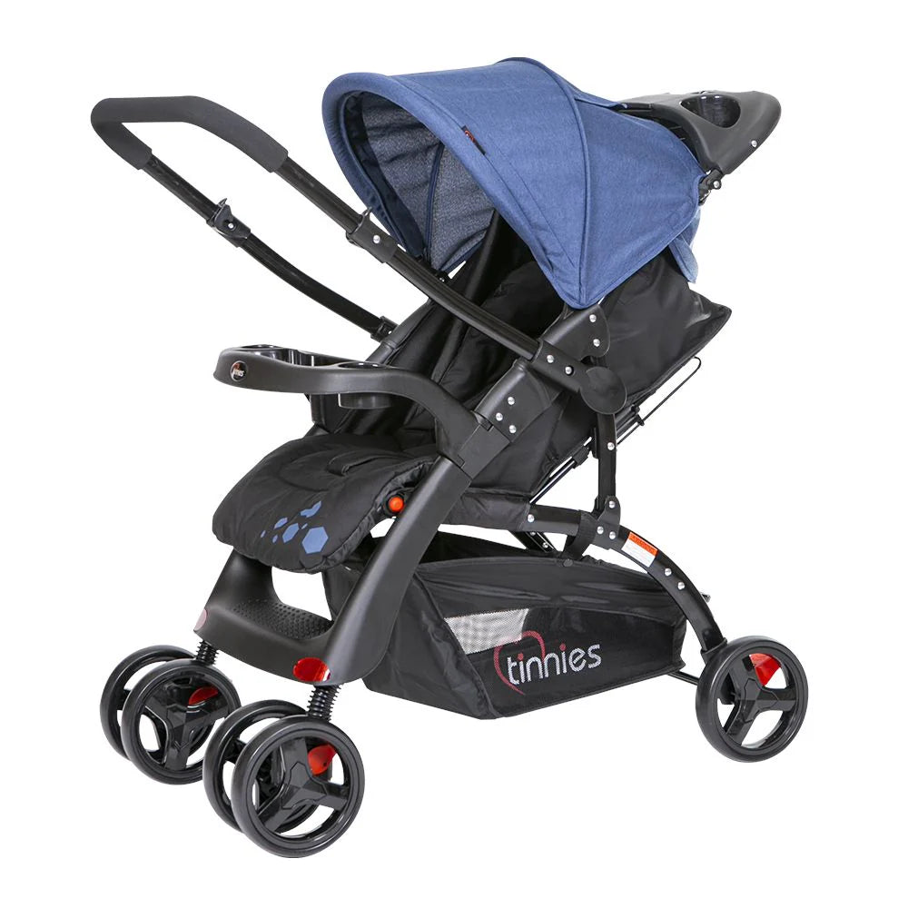 Baby Stroller Black – 3-Level Seat Adjustment & Cup Holders