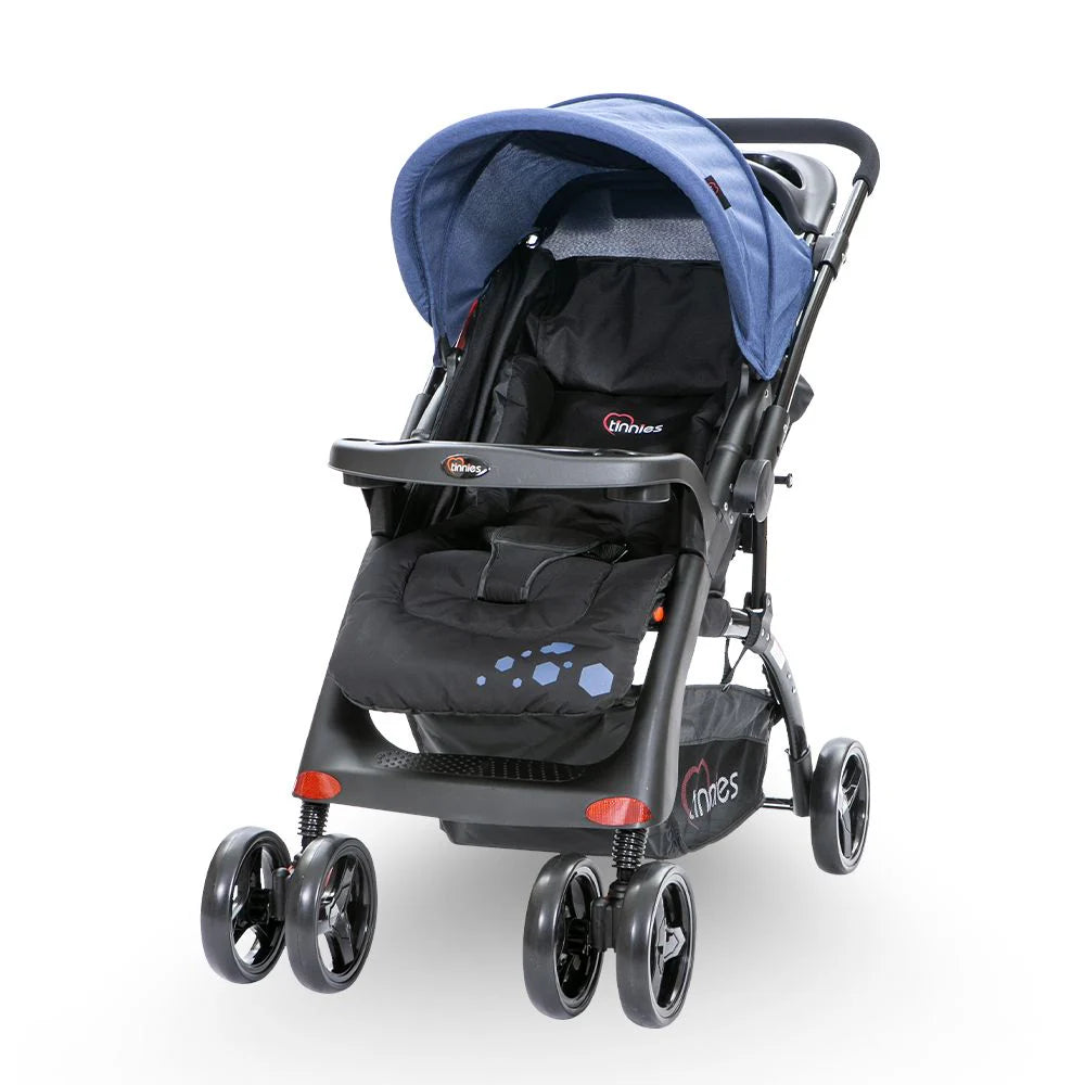 Baby Stroller Black – 3-Level Seat Adjustment & Cup Holders