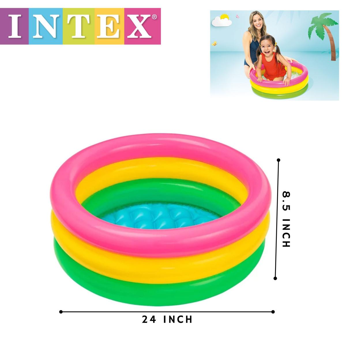 INTEX Inflatable 3 Ring Swimming Pool – 2 Foot Wide × 10 Inch Deep