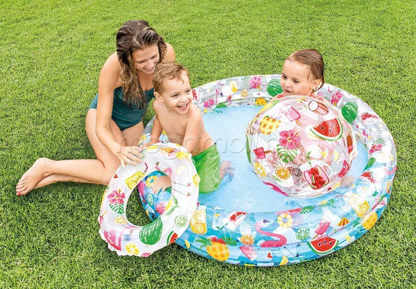 INTEX Inflatable 48X10 Pool with Ball & Ring – 4 Foot Wide × 10 Inch Deep