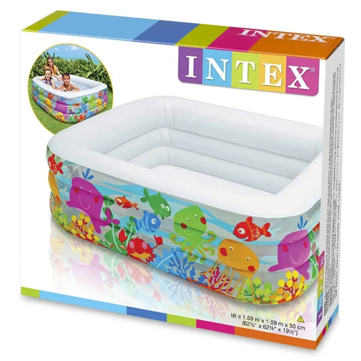 INTEX Inflatable 62X62X19 Clearview Aquarium Pool – 5 Foot 2 Inch × 5 Foot 2 Inch × 1 Foot 7 Inch