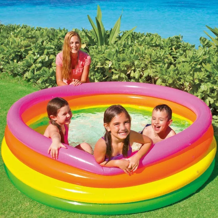 INTEX Inflatable 66X18 Sunset Glow Pool – 5 Foot 6 Inch Wide × 1 Foot 6 Inch Deep