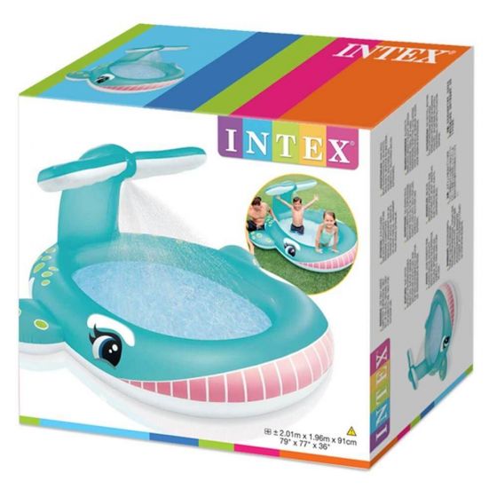 INTEX Inflatable 79X77X36 Whale Spray Pool – 6 Foot 7 Inch × 6 Foot 5 Inch × 3 Foot