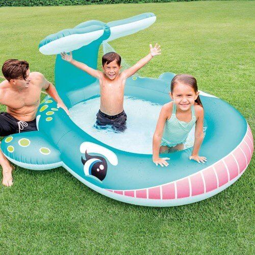 INTEX Inflatable 79X77X36 Whale Spray Pool – 6 Foot 7 Inch × 6 Foot 5 Inch × 3 Foot