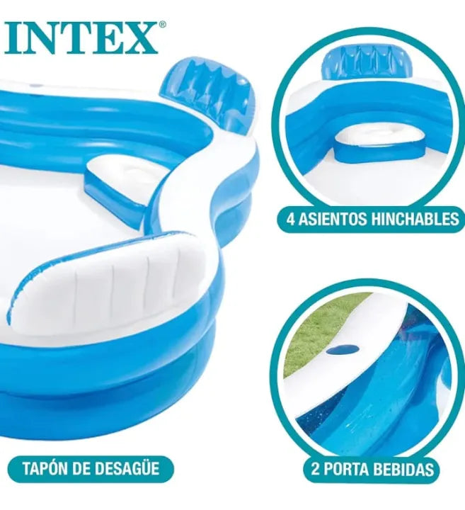 INTEX Inflatable 90X90X26 Family Pool – 7 Foot 6 Inch × 7 Foot 6 Inch × 2 Foot 2 Inch