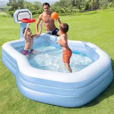 INTEX Inflatable Swim Center Shootin Hoops Pool – 8 Foot 4 Inch × 5 Foot 10 Inch × 1 Foot 10 Inch